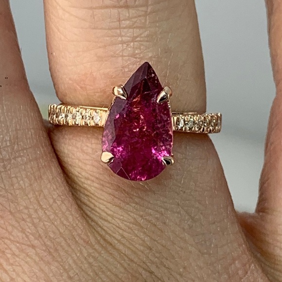 14k Rose Gold and Pink Tourmaline Ring - Picture 2 of 8